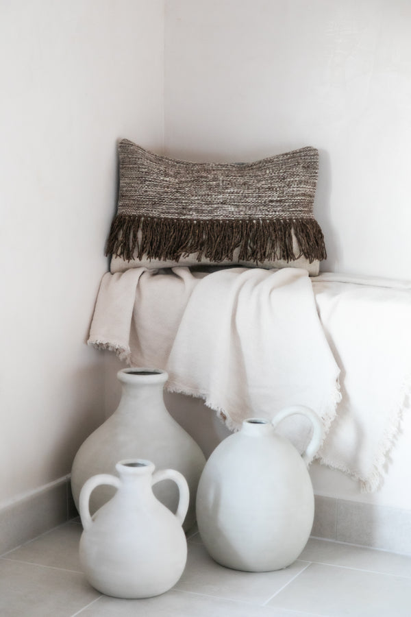 Housse de coussin Flecos - Marron / Ecru